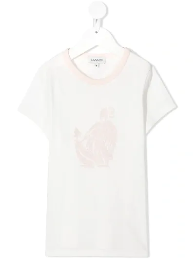 Lanvin Enfant Kids' Glittery Logo Short-sleeve T-shirt In White