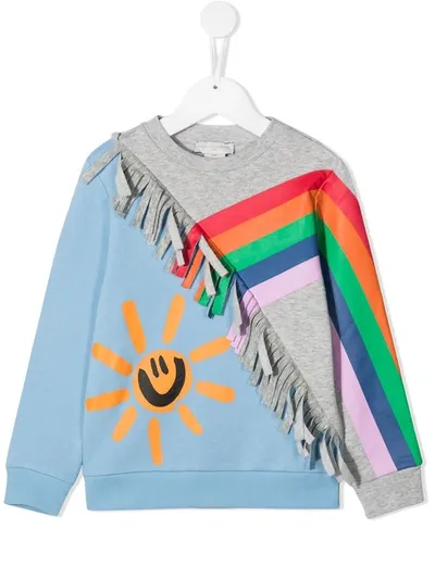 Stella Mccartney Kids' Rainbow-print Sweatshirt In Blue