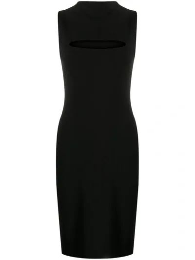 Versace Slit Detail Midi Dress In Black