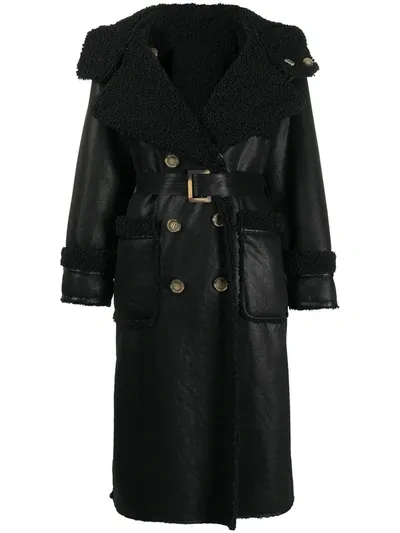 Urbancode Shearling Lined Coat In Black