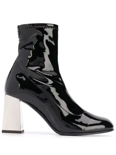 Giuseppe Zanotti Patent Leather Stretch Ankle Boots In Black