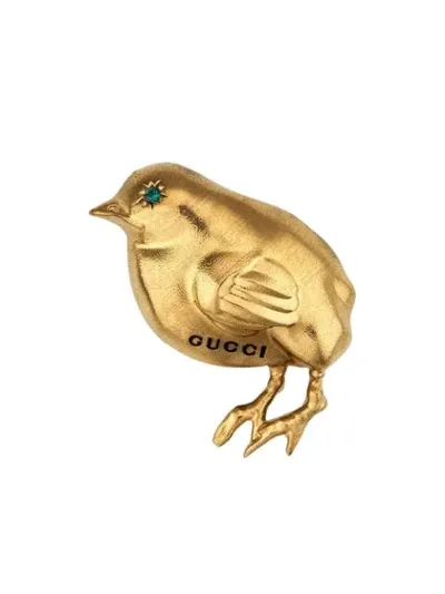 Gucci Chick Motif Brooch In Gold