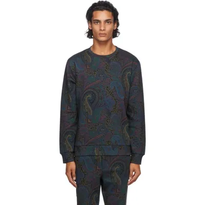 Etro Paisley Print Sweatshirt In 200 Navy