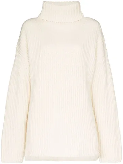 Joseph Oversized Wool Turtleneck Sweater In White