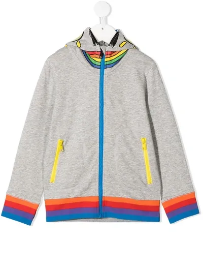 Stella Mccartney Kids' Zip-up Organic Cotton Sweatshirt Hoodie In Grey