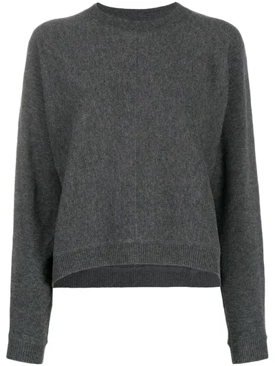 Aspesi Round Neck Cropped Jumper In Grey