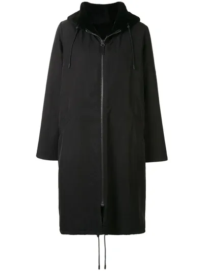 Yves Salomon Hooded Parka In Black