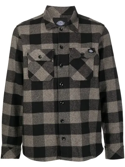 Dickies Construct Long-sleeve Check Shirt In Grey