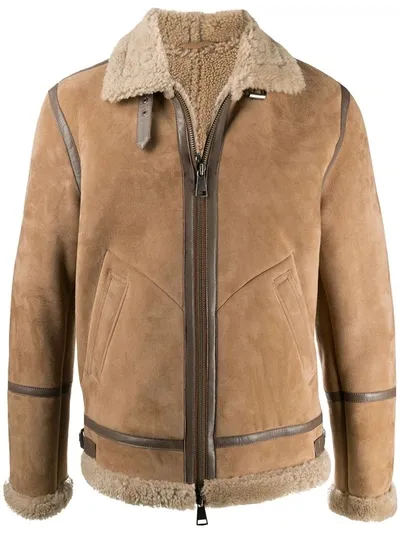 Arma Shearling-lined Leather Jacket In Neutrals