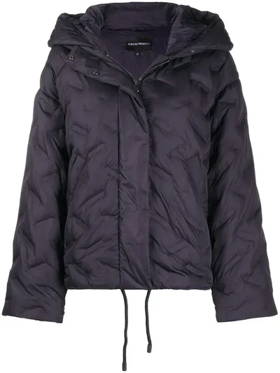 Emporio Armani Short Padded Jacket In Blue