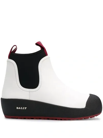 Bally Two Tone Slip-on Boots In White