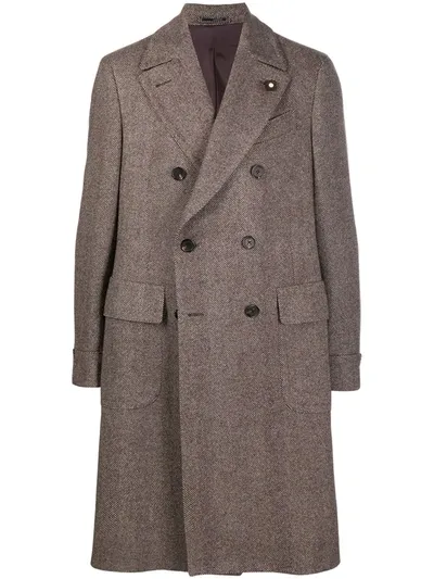 Lardini Double-breasted Coat In Brown