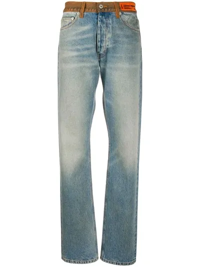 Heron Preston High-waisted Straight Leg Jeans In Blue