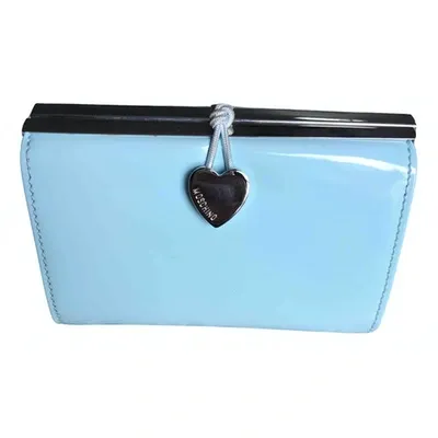 Pre-owned Moschino Leather Clutch Bag In Blue