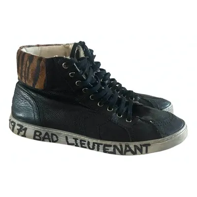 Pre-owned Saint Laurent Leather High Trainers In Black