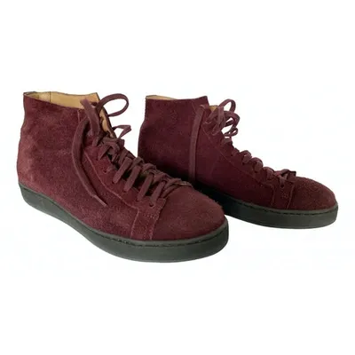 Pre-owned Santoni Ankle Boots In Burgundy