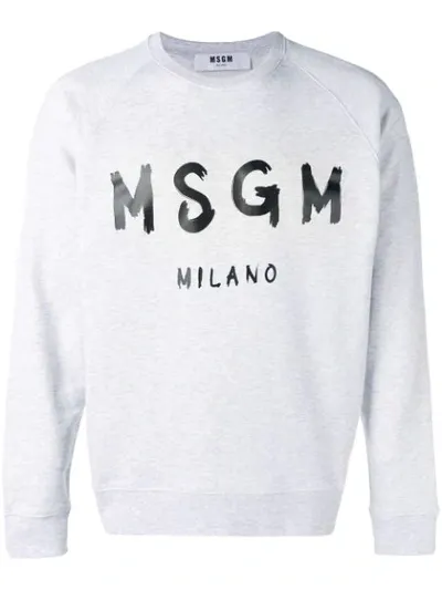 Msgm Sweatshirt Mit Logo-print In Grey