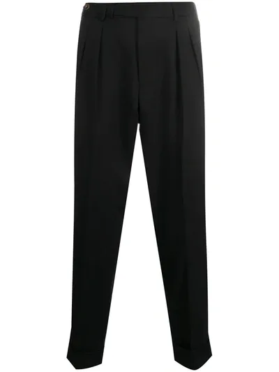 Pt01 Pleat-front Cropped Tailored Trousers In Black