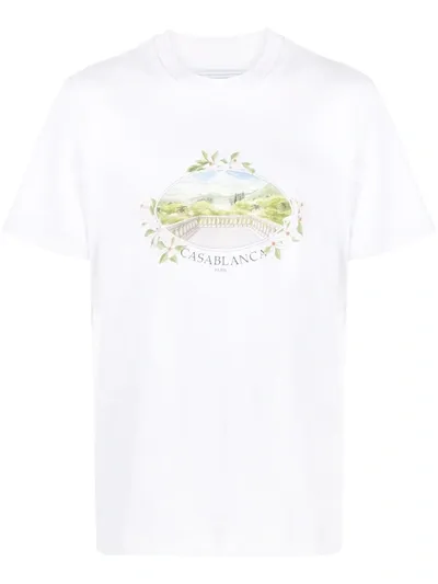 Casablanca Printed Cotton T-shirt In White