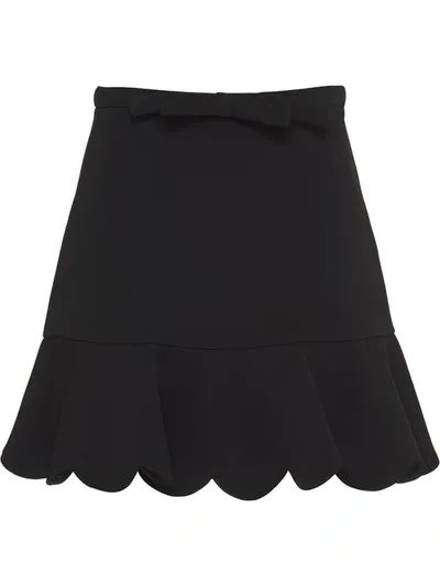 Miu Miu Faille Cady Scalloped Hem Skirt In Black