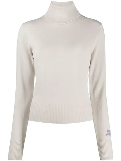 Courrèges Sleeve-logo Roll Neck Sweater In Neutrals