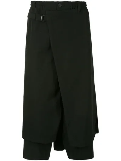 Yohji Yamamoto Drop-crotch Cropped Trousers In Black