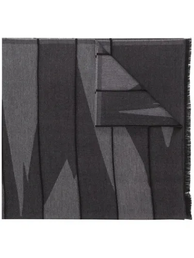 Z Zegna Abstract-print Knitted Scarf In Grey