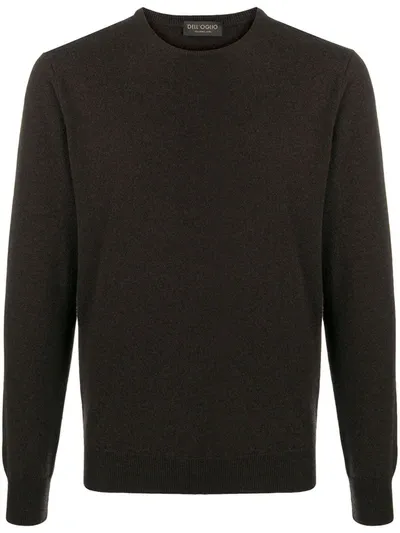 Dell'oglio Long Sleeve Ribbed Sweater In Brown