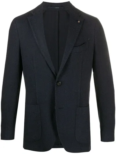 Lardini Herringbone Blazer In Blue