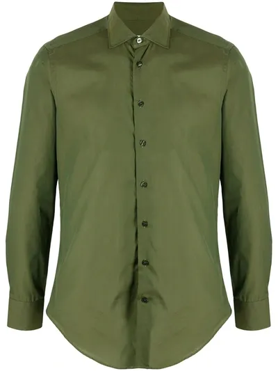 Etro Point Collar Poplin Shirt In Green