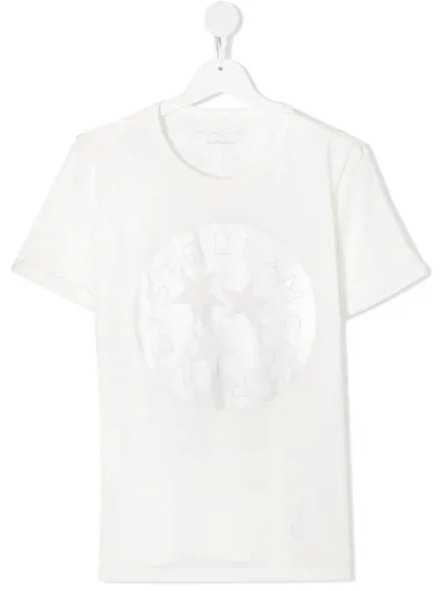 Stella Mccartney Teen Circle Logo-print T-shirt In Bianco