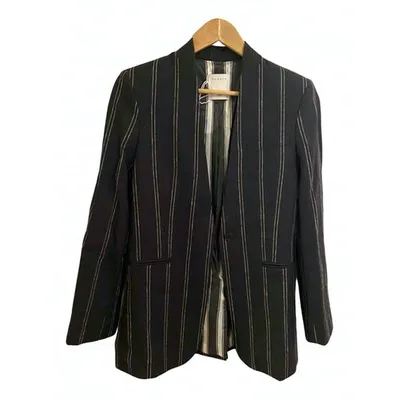 Pre-owned Sandro Spring Summer 2019 Linen Blazer In Black