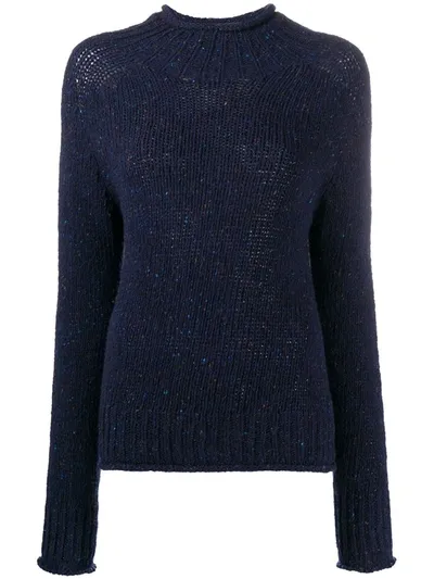 Ymc You Must Create Rib-trimmed Merino Wool Jumper In Blue