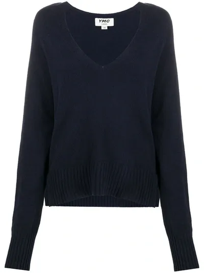 Ymc You Must Create Oversized U-neck Jumper In Blue