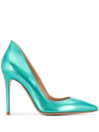 Gianvito Rossi 105mm Metallic Napa Stiletto Pumps In Blue