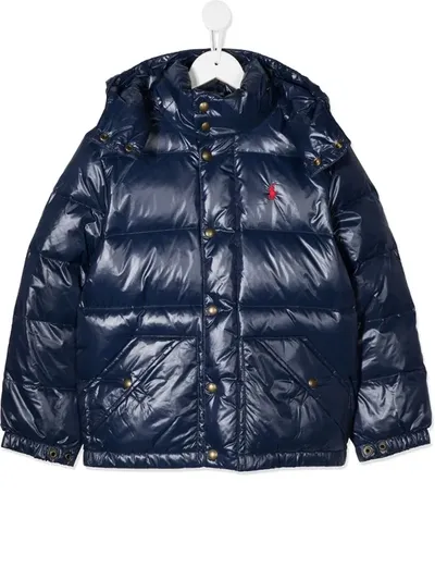 Ralph Lauren Kids' Padded Zip-up Down Jacket In Blue