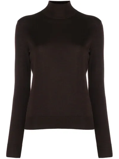 Theory High-neck Sweater In Brown