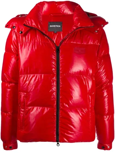 Duvetica Padded Hooded Puffer Jacket In Red