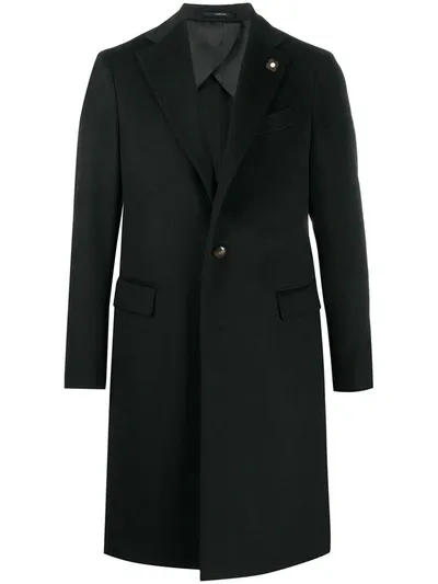 Lardini Single-breasted Cashmere Midi Coat In Black