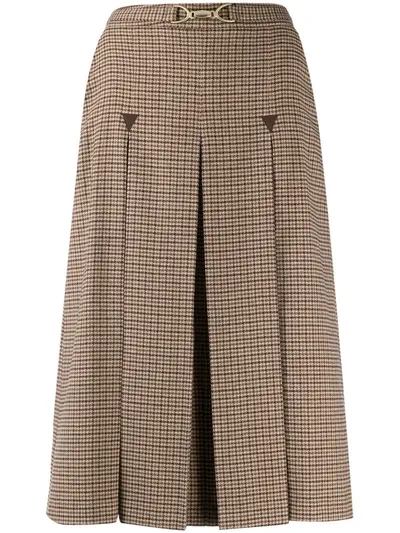 Seventy Houndstooth Pleated Skirt In Beige