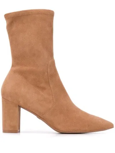 Stuart Weitzman Block Heel Sock Boots In Neutrals