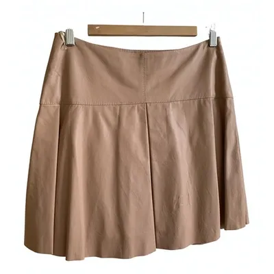 Pre-owned Pinko Leather Mini Skirt In Pink