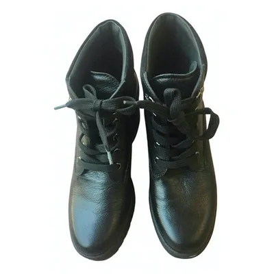 Pre-owned Hogan Leather Lace Up Boots In Black