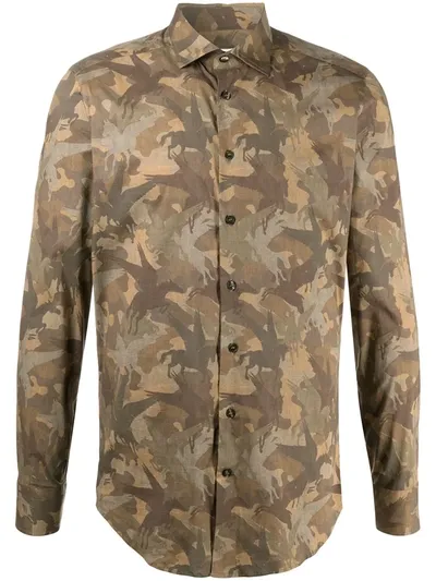 Etro Camouflage-print Shirt In Brown