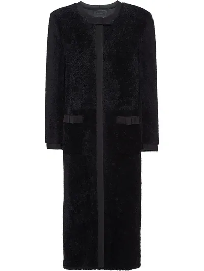 Prada Sheepskin Coat In Black