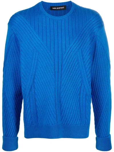 Neil Barrett Chunky Ribbed Knit Jumper In Blue