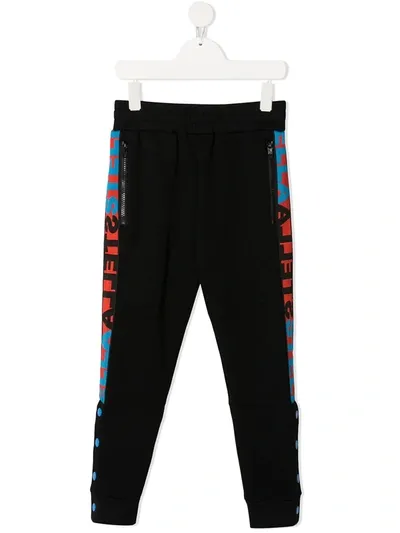 Stella Mccartney Teen Logo-stripe Track Pants In Black