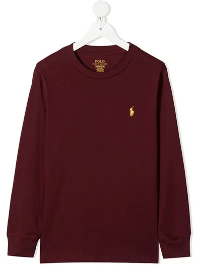 Polo Ralph Lauren Kids' Embroidered Logo Cotton Sweatshirt In Red