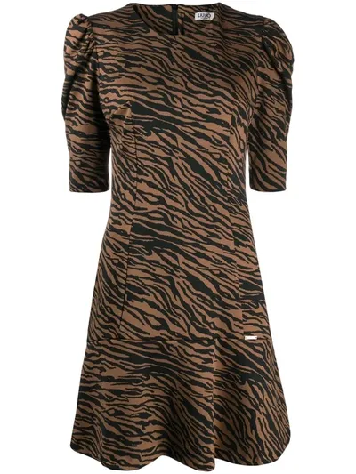 Liu •jo Tiger-print Flounce Hem Dress In Black