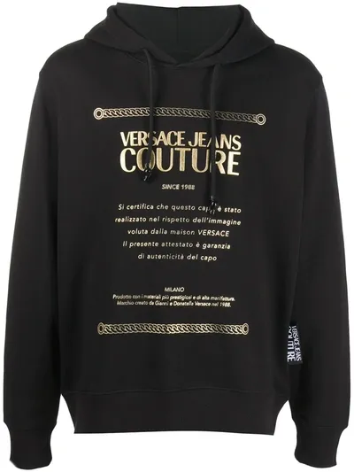 Versace Jeans Couture Logo Print Hoodie In Black